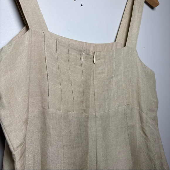 Serenade Linen Blend Beaded Midi Dress Beige Neutral Boho Sleeveless Size M - Picture 6 of 8